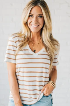Mailey Striped V-Neck Tee