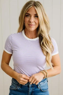 Marty Striped Contrast Trim Tee