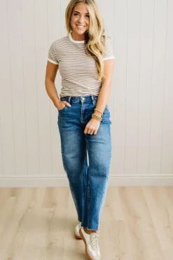 Marty Striped Contrast Trim Tee