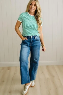 Marty Striped Contrast Trim Tee