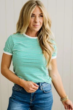 Marty Striped Contrast Trim Tee