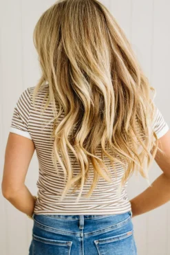 Marty Striped Contrast Trim Tee