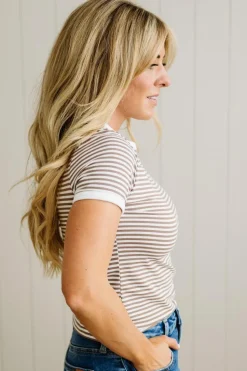 Marty Striped Contrast Trim Tee