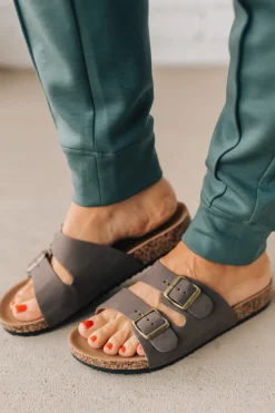 Maura Double Strap Slides | Mocha