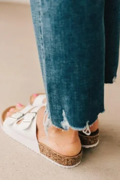 Maura Double Strap Slides | White