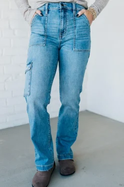 Maverick High Rise Cargo Dad Jeans - EUNINA