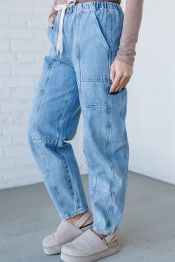 Mel Drawstring Barrel Jeans - SO ME