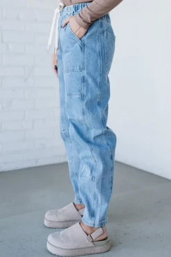 Mel Drawstring Barrel Jeans - SO ME