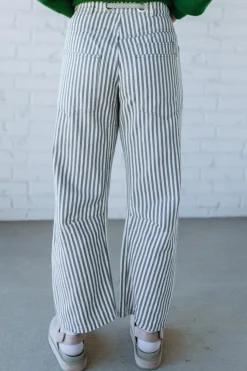 Mia Striped Drawstring Barrel Jeans | Grey - SO ME