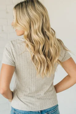 Miles Brushed Ribbed V-Neck Tee