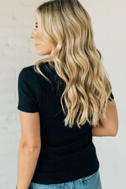 Miles Brushed Ribbed V-Neck Tee