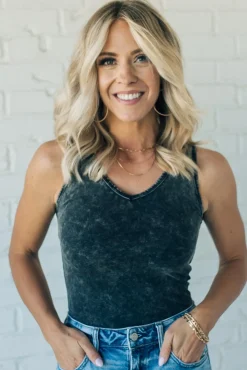 Mineral Wash V-Neck Bodysuit