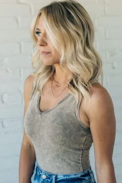 Mineral Wash V-Neck Bodysuit