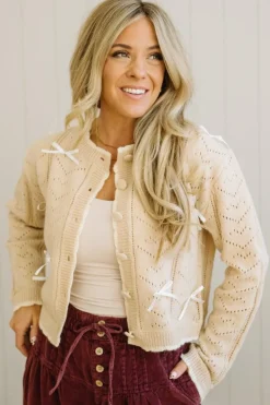 Mini Bows Pointelle Cardigan