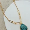 Mix Chain Turquoise Pendant Necklace