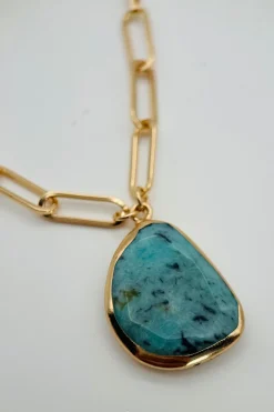 Mix Chain Turquoise Pendant Necklace