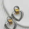 Mixed Metal Heart Hoops