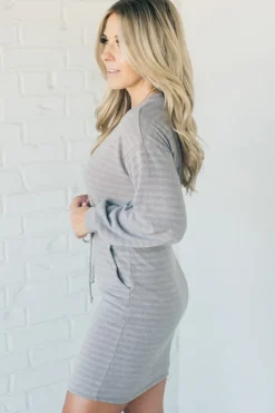 Monochromatic Stripe Sweater Dress