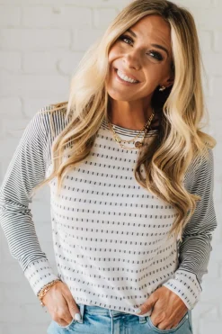 Morse Long Sleeve Mini-Stripe Sweater Top