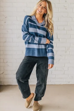 My Boyfriends Collared Stripe Sweater