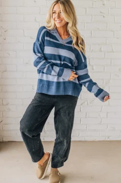 My Boyfriends Collared Stripe Sweater