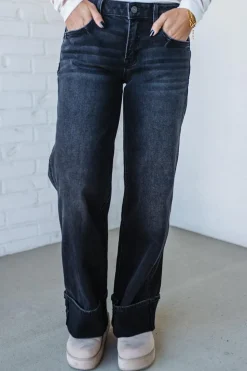 Navi Lynn Low Rise Wide Leg Jeans | Black- VERVET