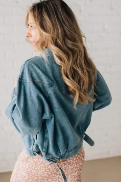 Navi Zipper Moto Denim Jacket