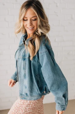 Navi Zipper Moto Denim Jacket