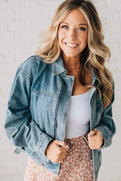 Navi Zipper Moto Denim Jacket