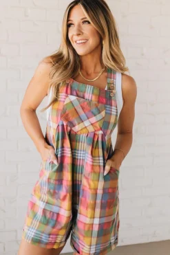 Nellie Plaid Shortalls - BIBI