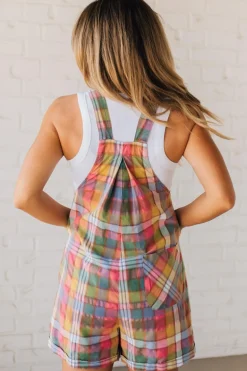 Nellie Plaid Shortalls - BIBI