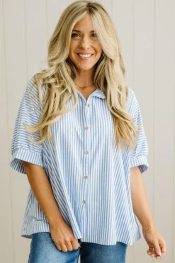 Oversized + Striped Button Down