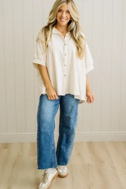 Oversized + Striped Button Down