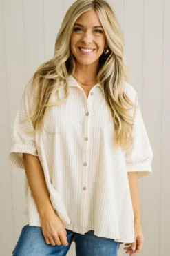 Oversized + Striped Button Down