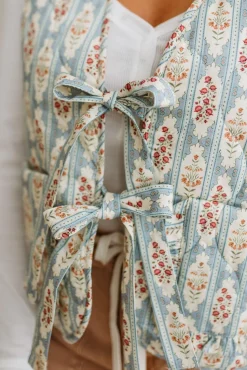 Padded Tie Front Floral Vest