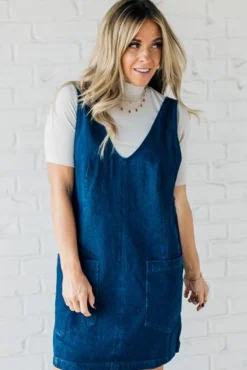 Paisley Denim Jumper Dress