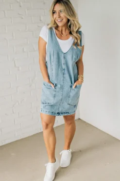 Paisley Denim Jumper Dress