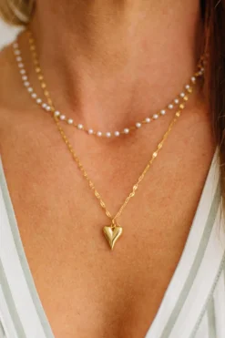Pearl and Heart Layered Necklace