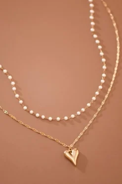 Pearl and Heart Layered Necklace