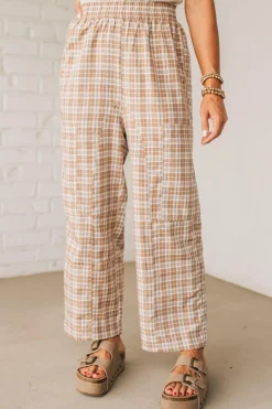 Plaid Print Wide Leg Pants