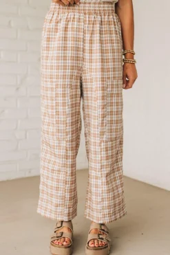 Plaid Print Wide Leg Pants