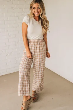Plaid Print Wide Leg Pants