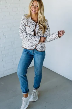 Printed Corduroy Quilted Jacket