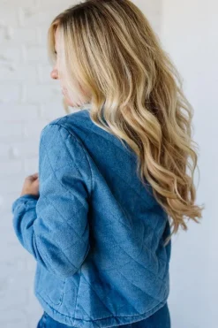 Quilted + Ruffled Lined Denim Jacket