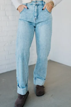 Rhauli Rolled Bottom Barrel Jeans - SO ME