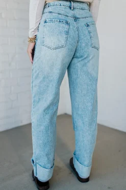 Rhauli Rolled Bottom Barrel Jeans - SO ME