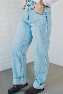 Rhauli Rolled Bottom Barrel Jeans - SO ME
