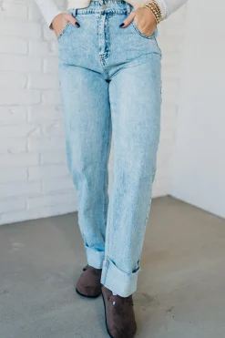 Rhauli Rolled Bottom Barrel Jeans - SO ME