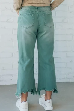 Riah Distressed and Washed Wide Leg Pants - BIBI