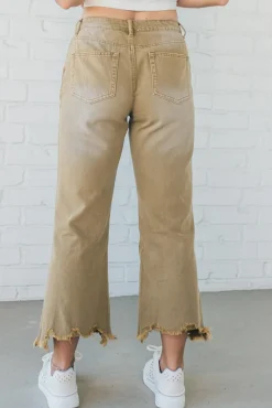 Riah Distressed and Washed Wide Leg Pants - BIBI
